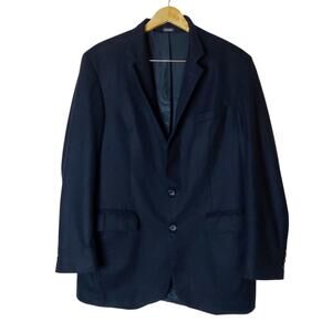 Oscar de la Renta Menswear Cashmere Wool Blend Black Pea Coat Blazer 42L Luxury